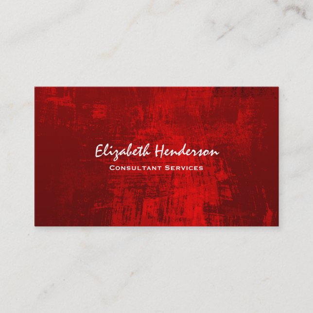Deep Red Painted Texture Abstract Background Business Card (Front)