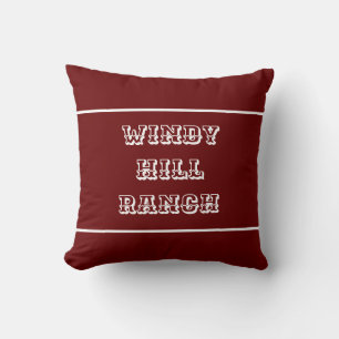 Deep Red Personalized Farm or Ranch Throw Pillow