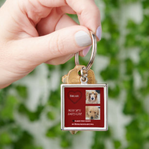 Deep Red Pet Loss Keepsake Keychain