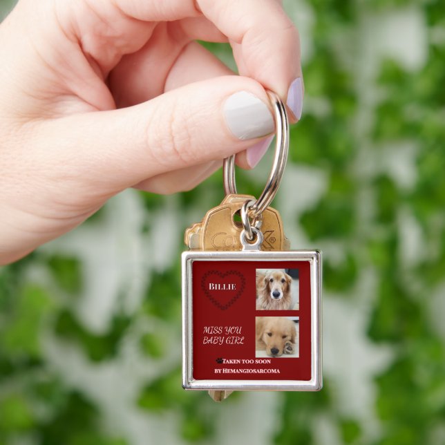 Deep Red Pet Loss Keepsake Keychain (Hand)