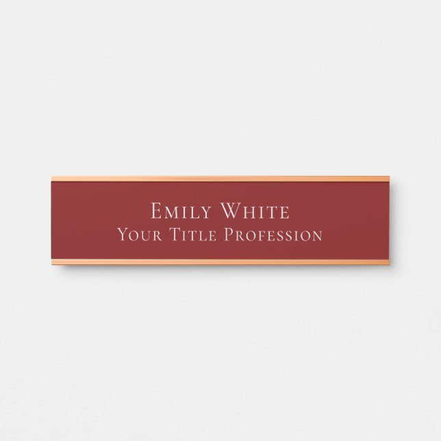 Deep Red Plain Elegant Professional Modern Door Sign (Front)