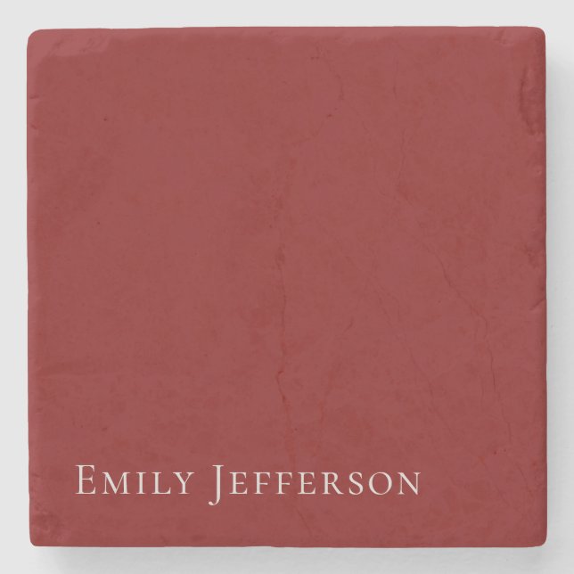 Deep Red Plain Elegant Professional Modern Stone Coaster (Front)
