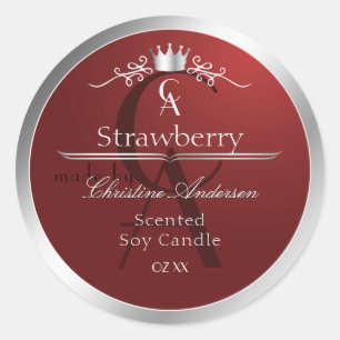 Deep Red Product Label with Silver Frame Monogram