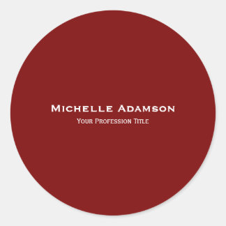Deep Red Professional Plain Modern Classic Round Sticker