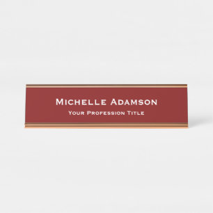 Deep Red Professional Plain Modern Desk Name Plate