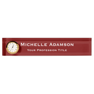 Deep Red Professional Plain Modern Nameplate