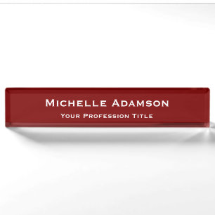 Deep Red Professional Plain Modern Nameplate
