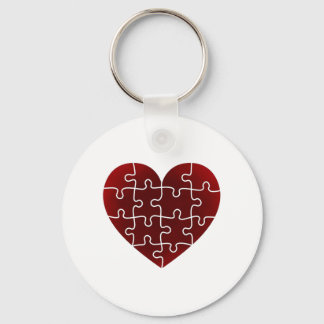  Deep Red Puzzled Hearts Keychain