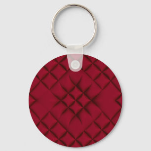 Deep Red Quilted Leather Pattern Keychain