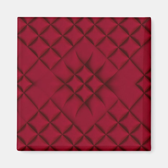 Deep Red Quilted Leather Pattern Magnet (Front)