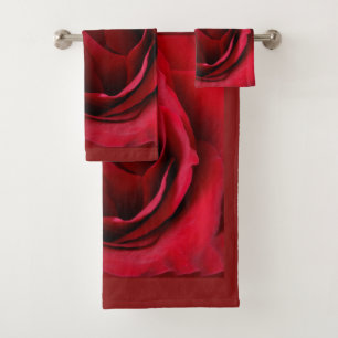deep red rose bath towel set