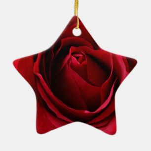 deep red rose ceramic ornament