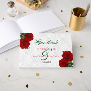 Deep Red Rose Floral Wedding - Guestbook