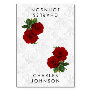 Deep Red Rose Floral Wedding Place Cards