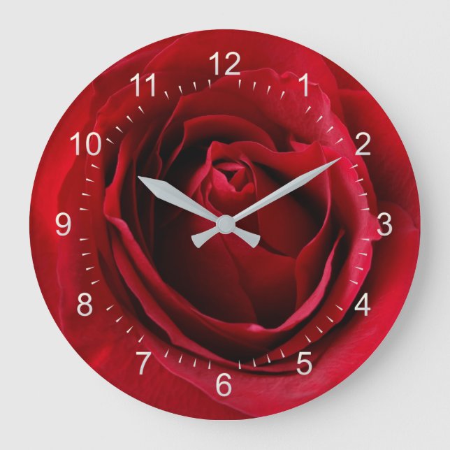 deep red rose large clock (Front)