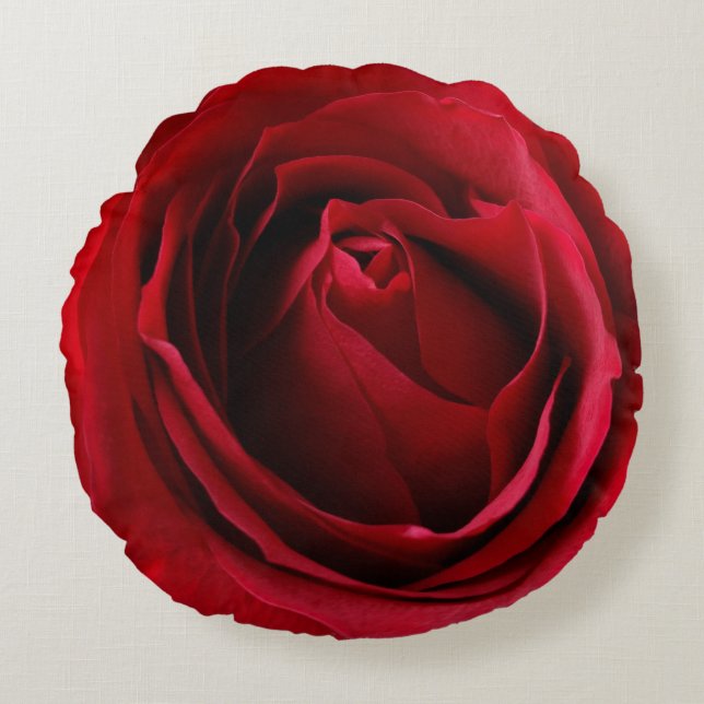 deep red rose round pillow (Front)