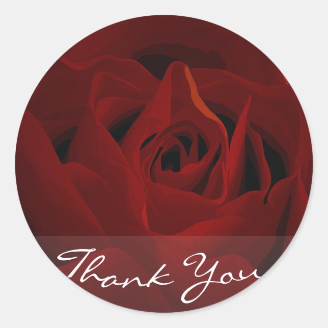 Deep Red Rose Thank You Sticker (Front)