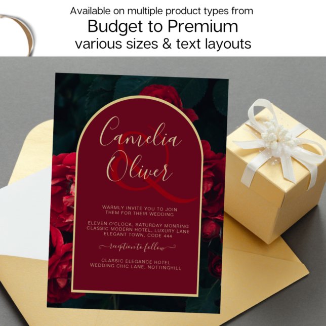 Deep Red Roses Forest Green Winter Wedding Invitation (Creator Uploaded)