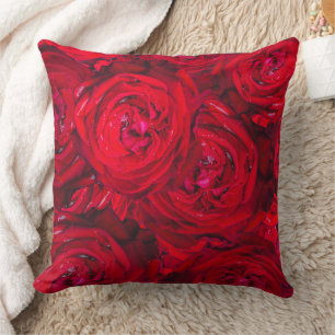 Deep red roses pattern  throw pillow