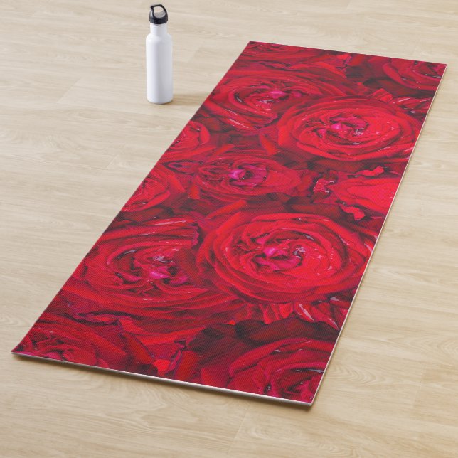 Deep red roses pattern  yoga mat (In Situ)