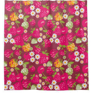 Deep red seamless fabric sample of berries