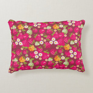 Deep red seamless fabric sample of berries accent pillow