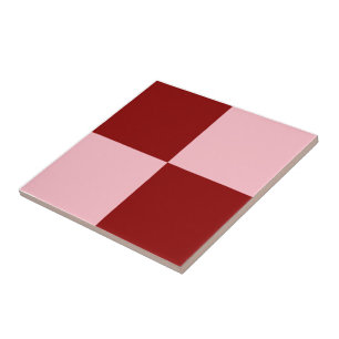 Deep Red & Soft Pink Square Style Pattern Tile