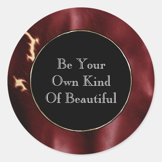Deep Red Southwest Cowhide Classic Round Sticker (Front)