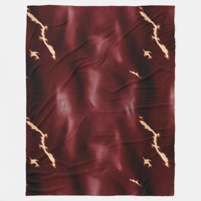 Deep Red Southwest Cowhide Fleece Blanket (Front)