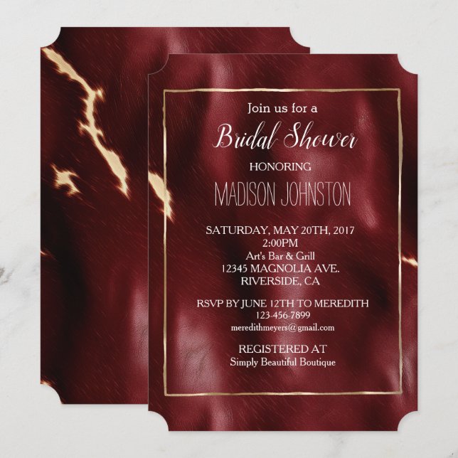 Deep Red Southwest Cowhide Invitation (Front/Back)