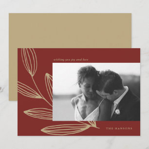 Deep Red Sprout Photo Holiday Card