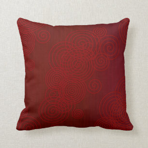 Deep Red Swirl Pattern Throw Pillow