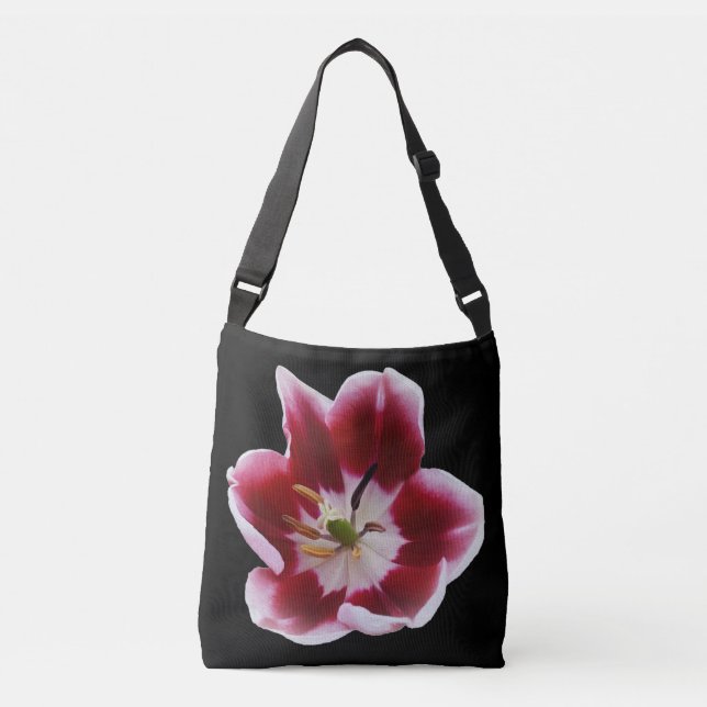 Deep red tulip crossbody bag (Front)