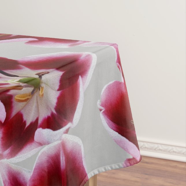 Deep red tulip tablecloth (In Situ)