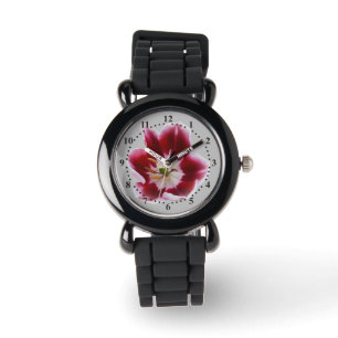 Deep red tulip watch