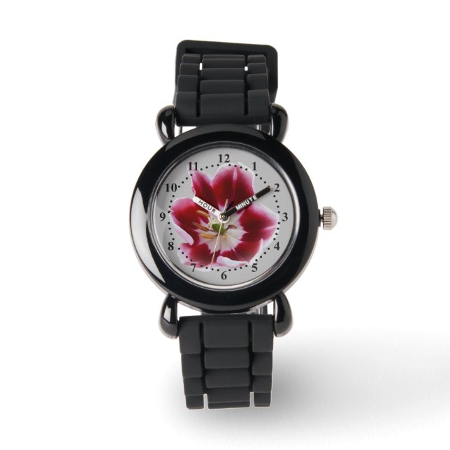 Deep red tulip watch (Front)