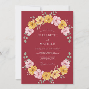 Deep Red Vibrant Autumnal Wedding Invitation