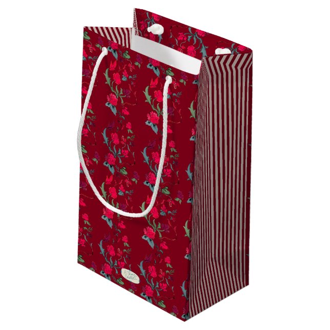 Deep Red Wassail Floral Gift Bag (Back Angled)