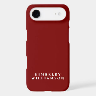 Deep Red White Customized Name Stylish Monogram