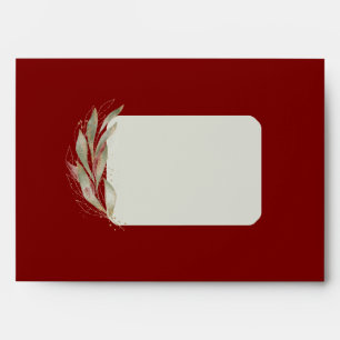 Deep Red with Gold Leaf Christmas Envelope