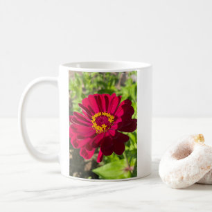 Deep Red Zinnia Flower Coffee Mug
