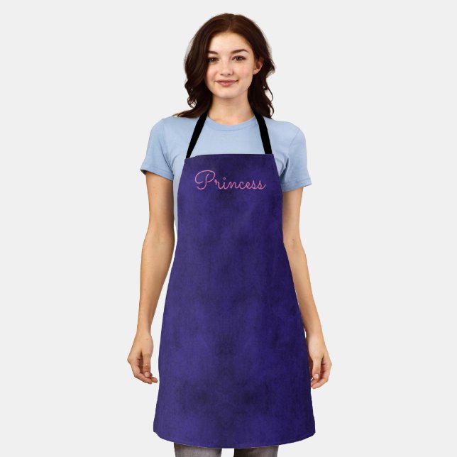 Deep Rich Amethyst Purple Velvet look Apron (Worn)