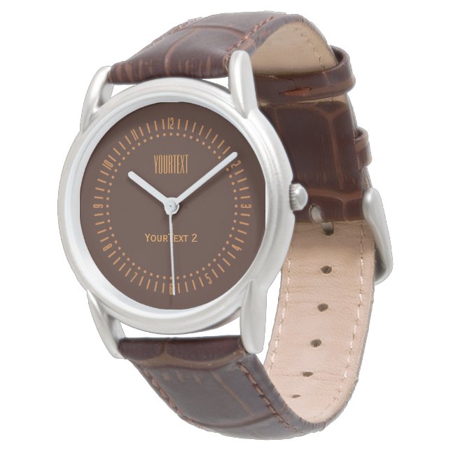 Deep Rich Brown Decor Personalized Watch (Angled)