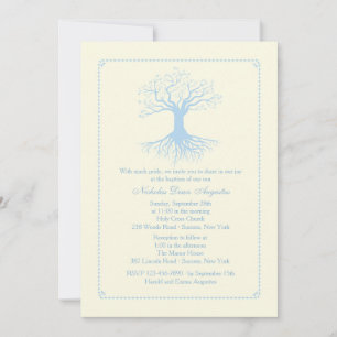 Deep Rooted Blue Baptism Invitation
