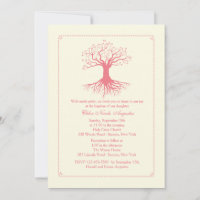 Deep Rooted Pink Baptism Invitation