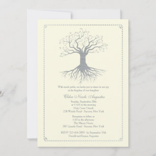 Deep Rooted Silver Baptism Invitation