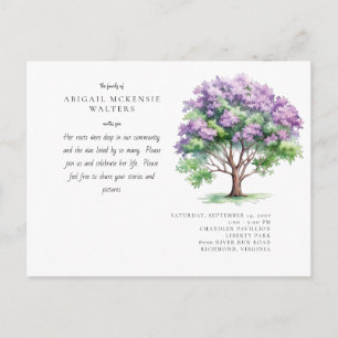 Deep Roots Pink Tree Celebration of Life  Postcard