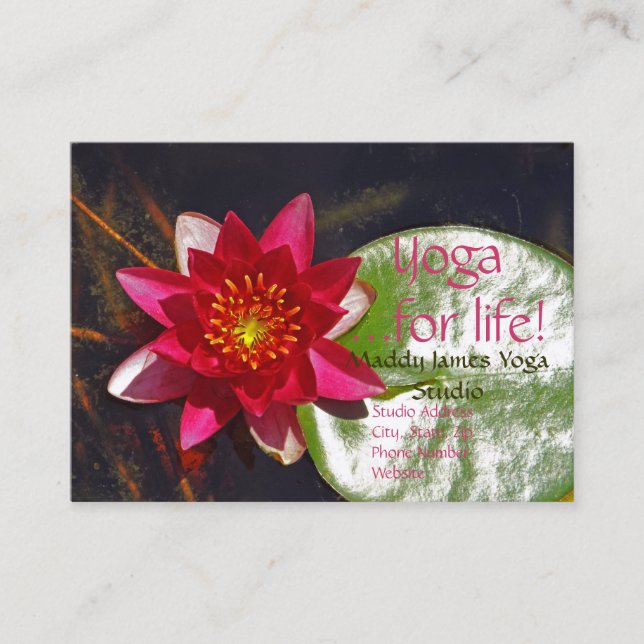 Deep Rose Coloured Lotus Blossom Customizable Business Card (Front)