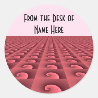 Deep Rose Coloured Swirl Pattern Classic Round Sticker