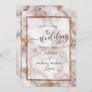 Deep Rose Gold / Copper Marble Calligraphy Invitation